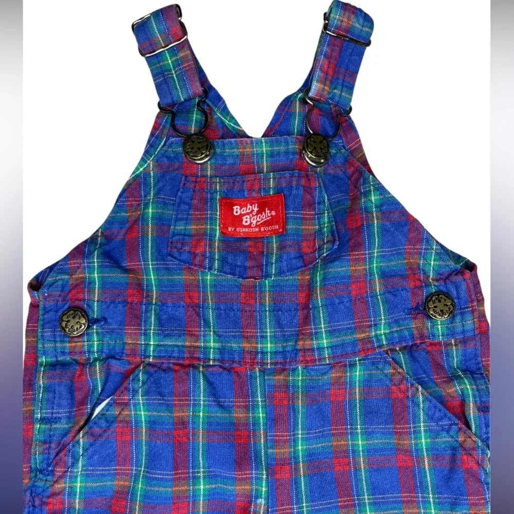 Vintage OshKosh B'gosh Plaid One Piece - Blue, Red, Green size 6-months